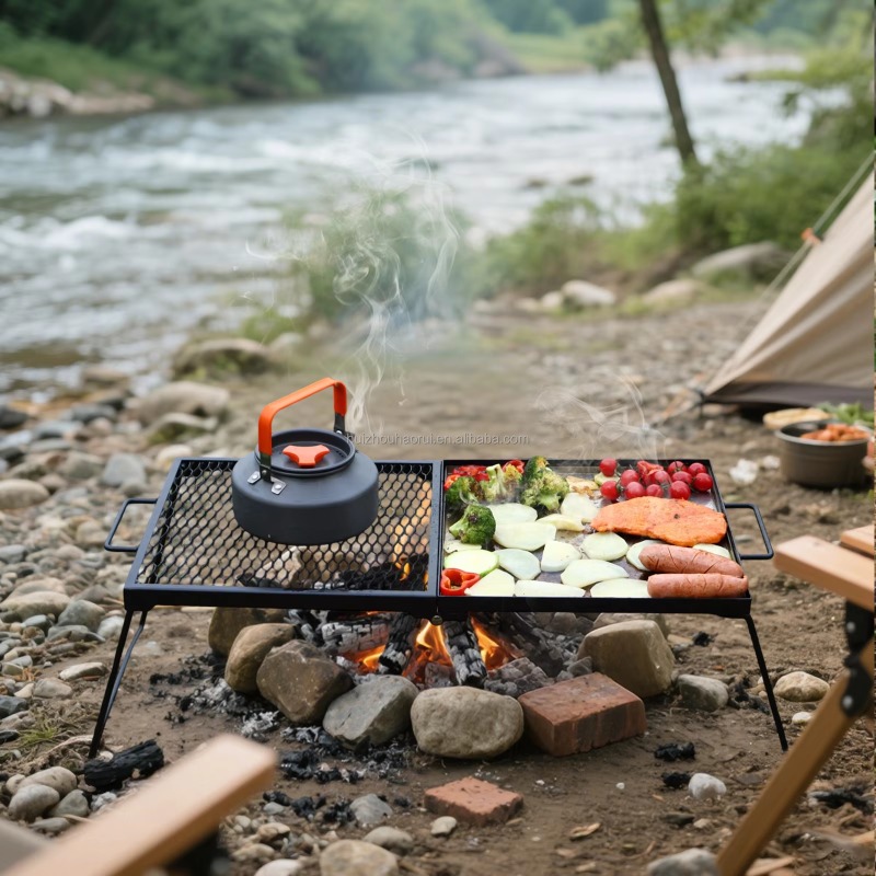 Camping Cooking Over Fire - Portable Outdoor Camping Cooking Grate Over