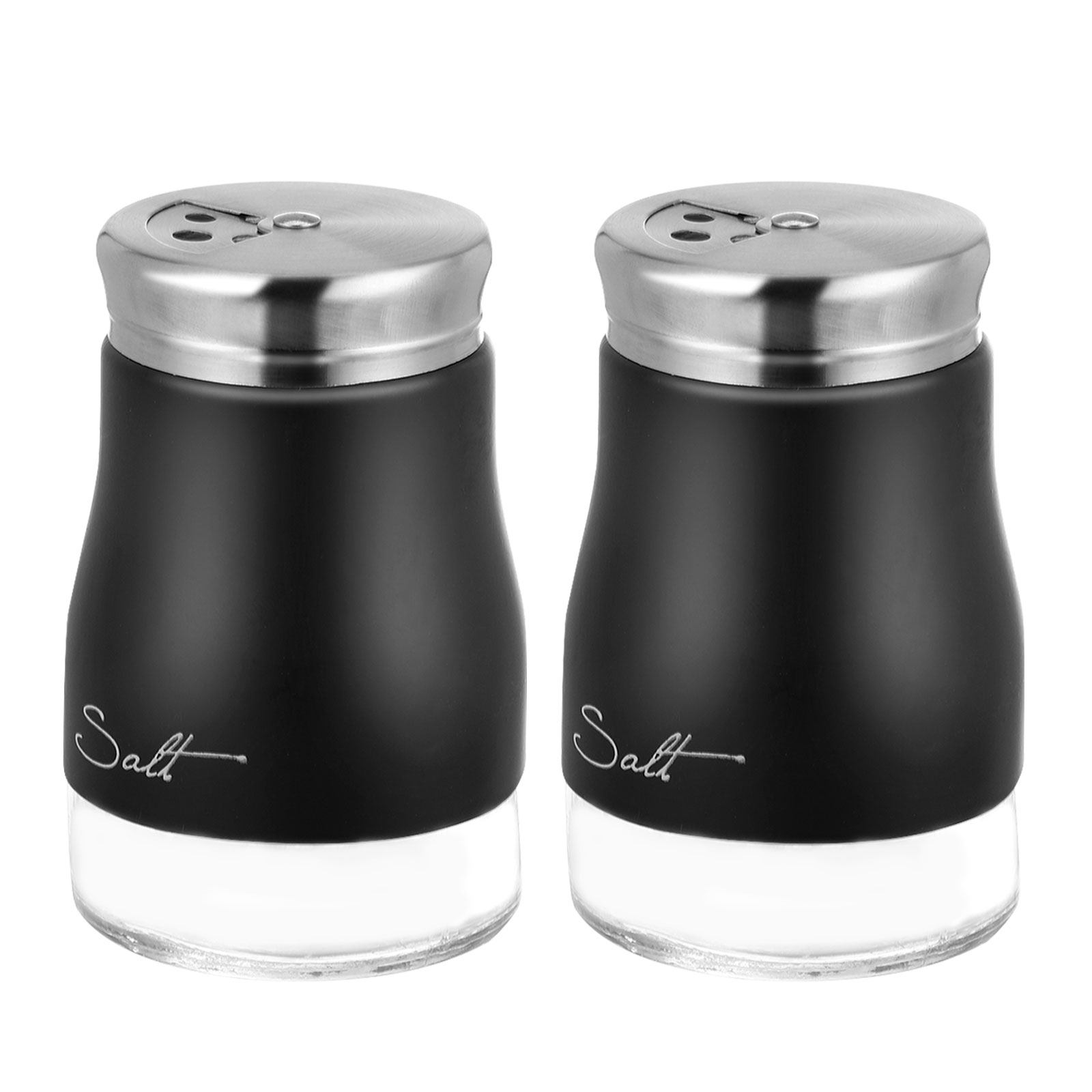Camping With Cooking - 2Pcs Glass Salt Shaker Set Stainless