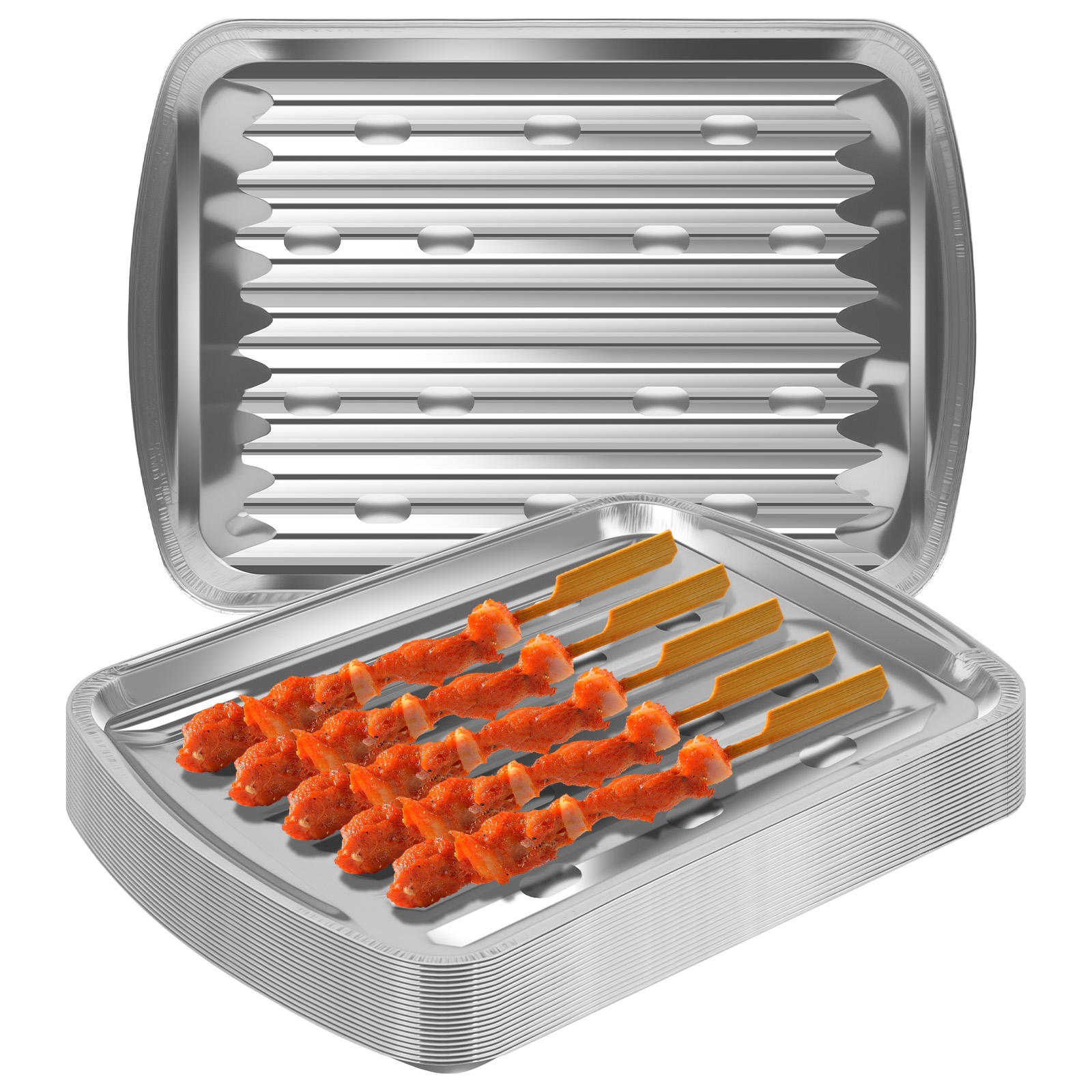 Camping Cooking Tools - Aluminum Foil Trays Non-Stick Baking Pans