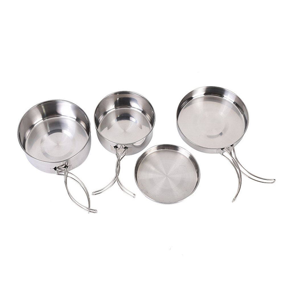 4-Piece Stainless Steel Outdoo - огляд і ціна Nesting Camping Cooking Set