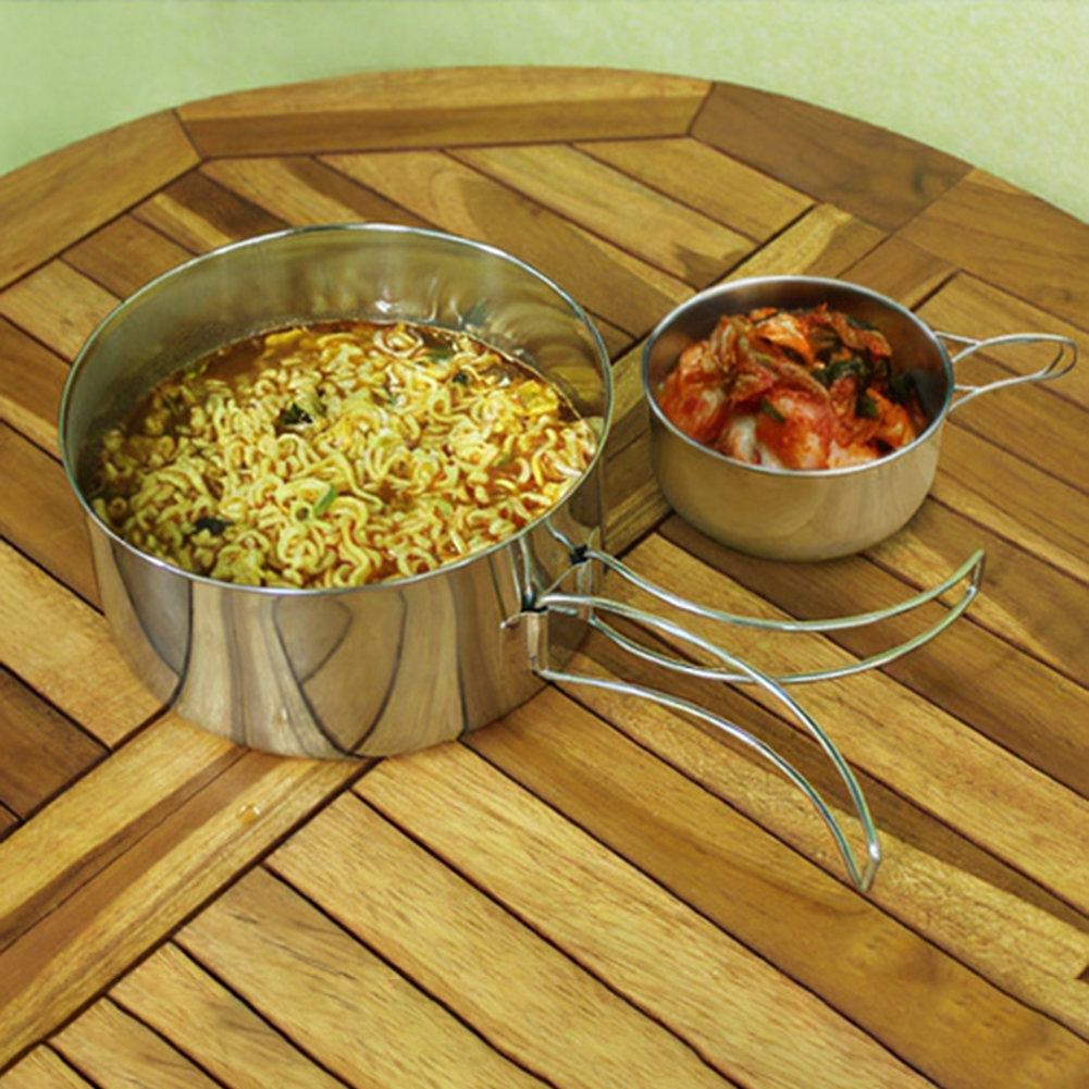 4-Piece Stainless Steel Outdoo - огляд і ціна Nesting Camping Cooking Set