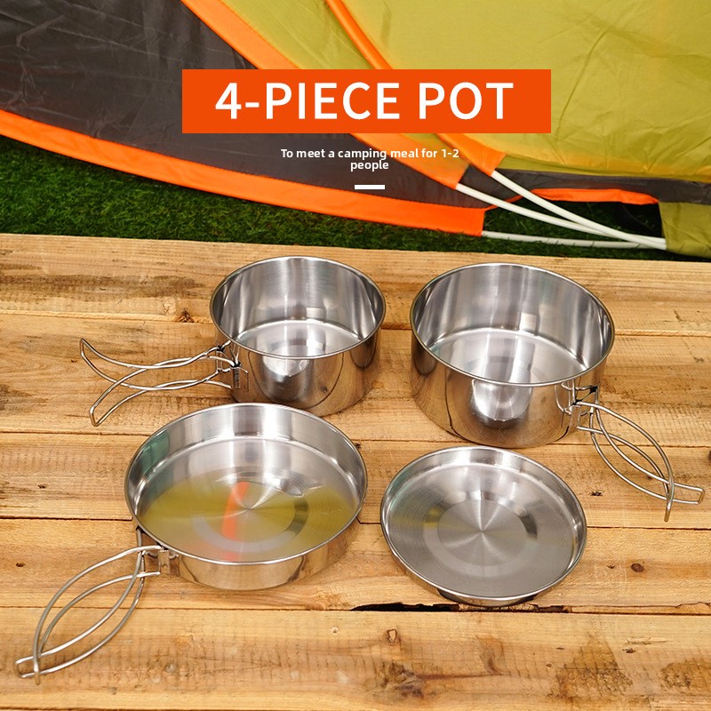 CLS 4-Piece Stainless Steel Ca - огляд і ціна Nesting Camping Cooking Set