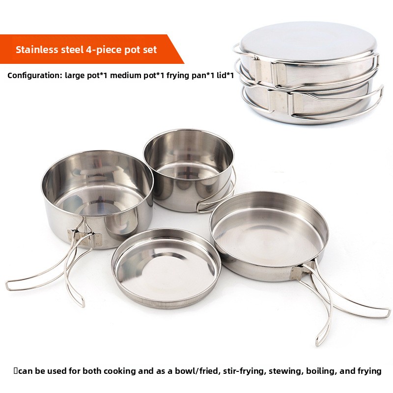 CLS 4-Piece Stainless Steel Ca - огляд і ціна Nesting Camping Cooking Set