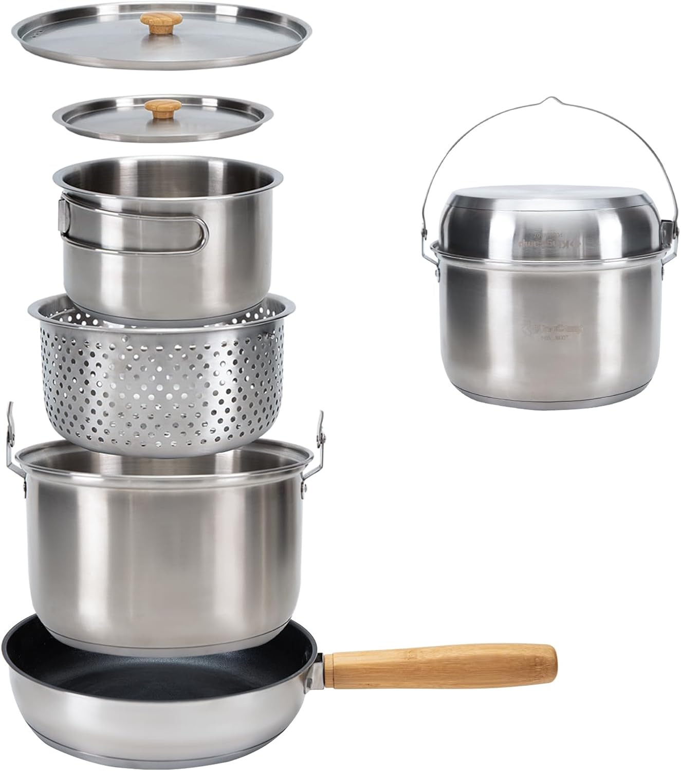 304 Stainless Steel Camping Co - огляд і ціна Camping Cooking Set With Bag